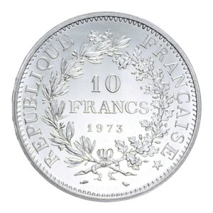 reverse: FRANCIA 10 FRANCS 1973 AG. 25 GR. FDC