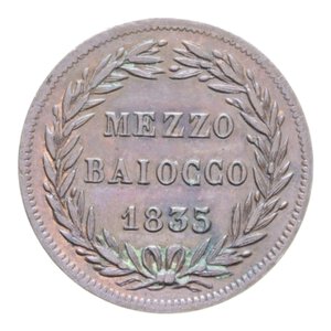 STATO PONTIFICIO GREGORIO XVI (1831-1846) MEZZO BAIOCCO 1835 ROMA A. V CU. 4,81 GR. SPL-FDC