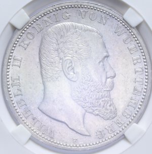 obverse: GERMANIA WURTTEMBERG WILHELM II 5 MARK 1913  F AG. 27,60 GR. MS61 (CLASSICAL COIN GRADING AA258715)