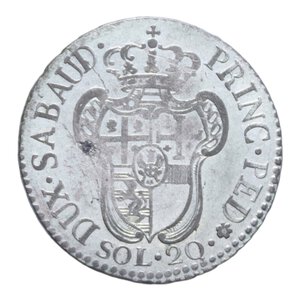 reverse: VITT. AMEDEO III (1773-1796) 20 SOLDI 1795 MI. 5,44 GR. BB-SPL