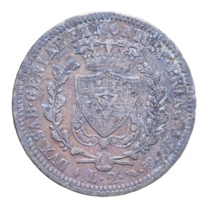 reverse: CARLO FELICE (1821-1831) 2 LIRE 1826 TORINO R AG. 9,84 GR. qBB (FORTE PATINA)
