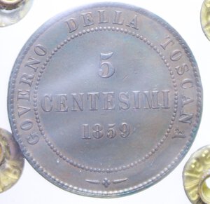 reverse: VITT. EMANUELE II (1849-1861) 5 CENT. 1859 BIRMINGHAM CU. 5 GR. SPL+ (SIGILLATA ROSSI)