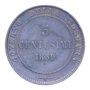 reverse: VITT. EMANUELE II (1849-1861) 5 CENT. 1859 BIRMINGHAM CU. 5 GR. BB-SPL