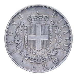reverse: VITT. EMANUELE II (1861-1878) 2 LIRE 1863 NAPOLI STEMMA AG.  9,95 GR. BB