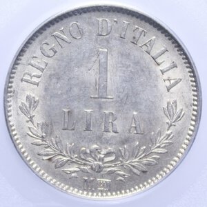 reverse: VITT. EMANUELE II (1861-1878) 1 LIRA 1863 MILANO VALORE NC AG. 5 GR. AU58 (SIGILLATA PCGS 146763,58/10928628)