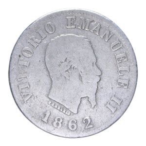 obverse: VITT. EMANUELE II (1861-1878) 50 CENT. 1862 NAPOLI R AG. 2,38 GR. MB