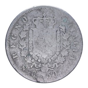 reverse: VITT. EMANUELE II (1861-1878) 50 CENT. 1862 NAPOLI R AG. 2,38 GR. MB