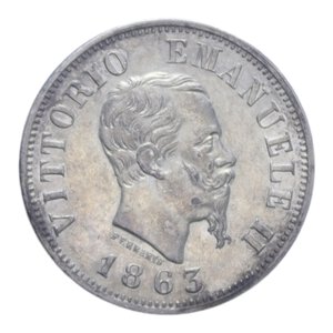 obverse: VITT. EMANUELE II (1861-1878) 50 CENT. 1863 MILANO AG. 2,52 GR. SPL