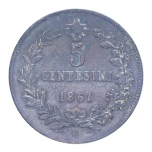 reverse: VITT. EMANUELE II (1861-1878) 5 CENT. 1861 BOLOGNA RR CU. 5,04 GR. BB