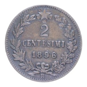 reverse: UMBERTO I (1878-1900) 2 CENT. 1896 ROMA RR CU. 2 GR. qBB/BB