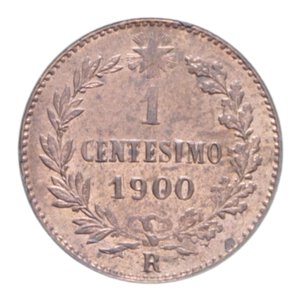 reverse: UMBERTO I (1878-1900) 1 CENT. 1900 ROMA CU. 1 GR. FDC ROSSO