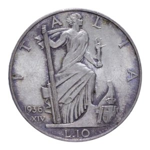 reverse: VITT. EMANUELE III (1900-1943) 10 LIRE 1936 IMPERO 10,04 GR. SPL