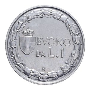reverse: VITT. EMANUELE III (1900-1943) BUONO 1 LIRA 1926 ITALIA SEDUTA 