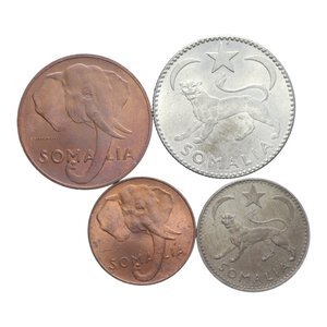obverse: AFIS SOMALIA ITALIANA 1 SOMALO + 50-5-1 CENT. 1950 LOTTO 4 MONETE SPL/FDC