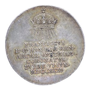 obverse: AUSTRIA FRANCESCO II TOKEN/LIRA 1792 INCORONAZIONE UNGHERIA AG. 4,40 BB-SPL