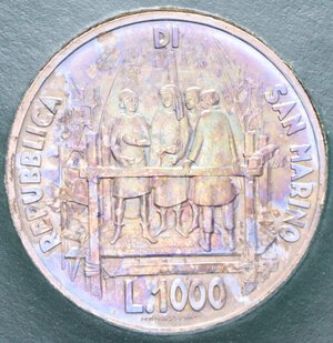 reverse: 1000 LIRE 1977 AG. 14,6 GR. IN FOLDER FDC (PATINATA)