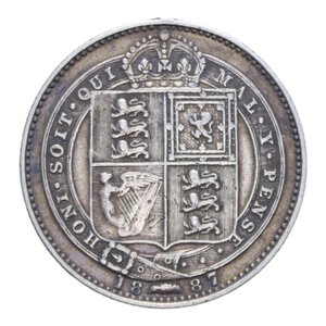 reverse: GRAN BRETAGNA VICTORIA SCHILLING 1887 AG. 5,70 GR. BB/BB+ (APPICCAGNOLO RIMOSSO)