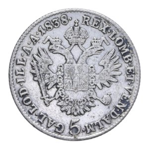 reverse: AUSTRIA FERDINANDO I 5 KREUZER 1838 A NC AG. 2,07 GR. qBB/BB