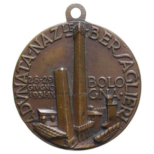reverse: REGNO D ITALIA MEDAGLIA BOLOGNA 1931 ADUNATA BERSAGLIERI AE. 14,72 GR. 32 MM. SPL 