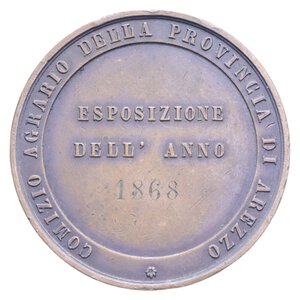 reverse: REGNO D ITALIA MEDAGLIA AREZZO 1868 ESPOSIZIONE AGRARIA AE. 59,65 GR. 46 MM. BB+ (COLPI) 