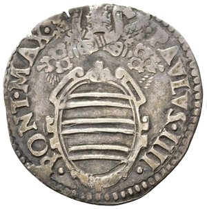 obverse: ANCONA. Stato pontificio. Paolo IV (1555-1559). Giulio con San Pietro. Ag (2,70 g). MIR 1032. RR. MB