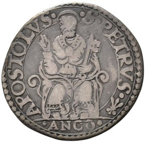 reverse: ANCONA. Pio IV (1559-1565). Testone con San Pietro seduto. Ag (8,64 g). MIR 1060. MB+