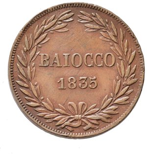 reverse: BOLOGNA. Stato Pontificio. Gregorio XVI (1831-1846). Baiocco 1835 B. Cu. Gig. 157 Raro. BB