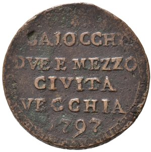 obverse: CIVITAVECCHIA. Stato Pontificio. Pio VI (1775-1799). Sampietrino da 2 e 1/2 baiocchi 1797. CU (12,69 g). qBB