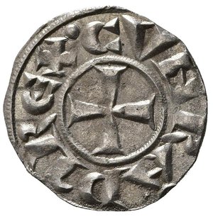 reverse: GENOVA. REPUBBLICA (1139-1339). Denaro Ag (0,77 g). D/ Castello. R/ Croce. MIR 16. SPL