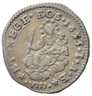 reverse: GENOVA. Dogi Biennali III fase (1637-1797). 8 soldi 1653 sigle IAB. Ag (2,08 g). MIR 302. BB+