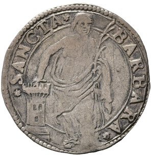 reverse: MANTOVA. Guglielmo Gonzaga (1550-1587). Giulio con Santa Barbara. Ag (2,71 g). Bignotti 32. MB+/qBB