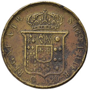 reverse: NAPOLI. Ferdinando II di Borbone (1830-1859). Falso d epoca della piastra da 120 grana 1856. AE (27,44 g). BB