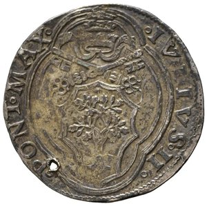 obverse: ROMA. Stato pontificio. Giulio II (1503-1513). Giulio con San Paolo e San Pietro. Ag (3,91 g). MIR 561/2. MB foro