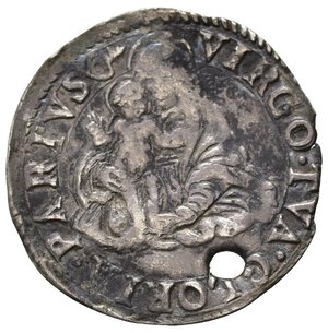 reverse: ROMA. Stato Pontificio. Giulio III (1550-1555). Grosso (o mezzo giulio) anno IV con Beata Vergine e bambinello. Ag (1,28 g). MIR 987/2. RR. Forellino. MB