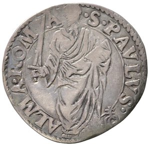 reverse: ROMA. Stato pontificio. Paolo IV (1555-1559). Giulio con San Paolo. Ag (2,93 g). MIR 1026. MB
