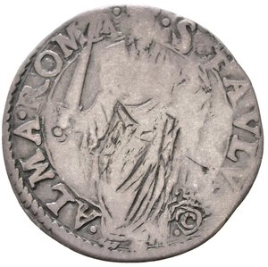 reverse: ROMA. Stato pontificio. Paolo IV (1555-1559). Giulio con San Paolo. Al D/ PAVLVS III (invece di PAVLVS IIII).  Ag (2,93 g). MIR 1026. MB