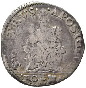 reverse: ROMA. Stato pontificio. Paolo IV (1555-1559). Testone con San Pietro seduto. Ag (9,27 g). MIR 1023/1. Raro. MB