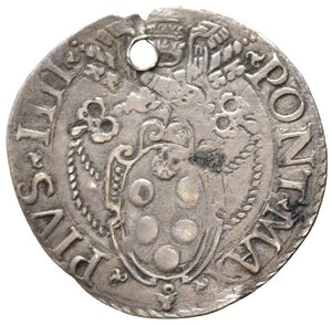 obverse: ROMA. Stato Pontificio. Pio IV (1559-1565). Grosso con San Pietro. Ag (1,18 g). MIR 1057/3. Raro. Forellino. MB
