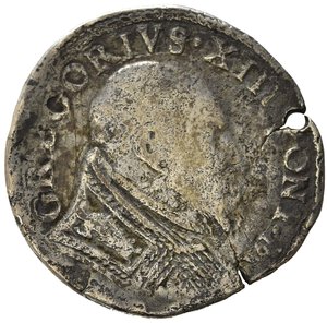 obverse: ROMA. Stato Pontificio. Gregorio XIII (1572-1585). Testone giubileo 1575 con busto a destra e Porta Santa. Ag (8,76 g). MIR 1148. B/MB