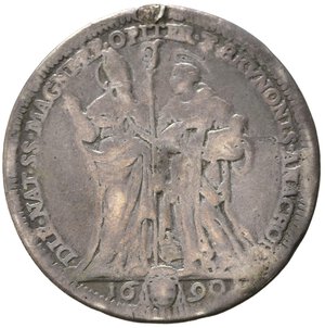 reverse: Roma. Stato Pontificio. Alessandro VIII (1689-1691). Testone 1690. Ag (8,29 g). MIR 2083. RR. Appiccagnolo portativo rimosso.  B-MB