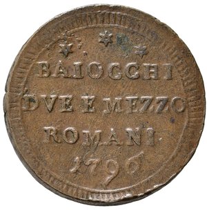 obverse: ROMA. Stato Pontificio. Pio VI (1775-1799). Sampietrino da 2 e 1/2 baiocchi 1796 sigle TM. Cu (18,84 g). MIR 2797/1; Munt. 99. BB+