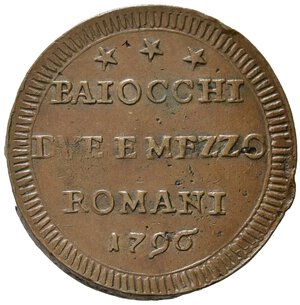 obverse: ROMA. Stato Pontificio. Pio VI (1775-1799). Sampietrino da 2 e 1/2 baiocchi 1796. Cu (17,01 g). MIR 2796/1; Munt. 98. qSPL