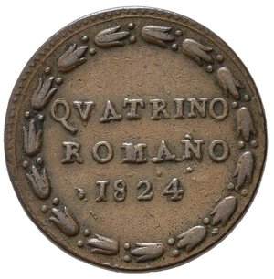 reverse: ROMA. Stato Pontificio. Leone XII (1823-1829). Quattrino 1824. Gig. 14. qBB