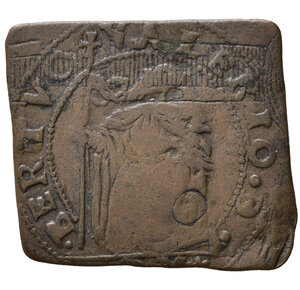 obverse: VENEZIA. Bertucci Valier (1656-1658). Prova di conio del 12 soldi su lamina in rame (3,35 g - 22,5 x 24,93 mm). Rarissimo e in buona conservazione.