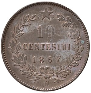 reverse: Regno d Italia. Vittorio Emanuele II. 10 centesimi 1867 H. Ossidazione al R/. SPL+