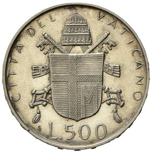 obverse: VATICANO. Giovanni Paolo II. 500 lire anno I. Ag. qFDC