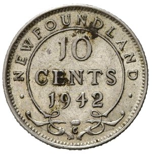 reverse: CANADA. New Foundland. Giorgio VI. 10 Cents 1942 C. Ag. SPL