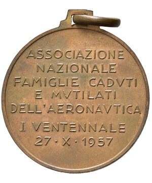 reverse: Medaglie Italiane. Medaglia Associazione Nazionale Famiglie Caduti e Mutilati dell Aeronautica. 1° Ventennale 1937-1957. AE (9,92 g). SPL