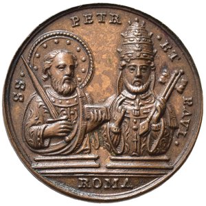 reverse: MEDAGLIE PAPALI. Benedetto XIII (1724-1730). Medaglia con San Pietro e San Paolo. AE (13,19 g - 31,50 g) Opus Travanus (Giovanni Francesco Travani). SPL