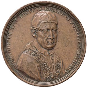 obverse: MEDAGLIE PAPALI. ROMA. Benedetto XIII (1724-1730). Medaglia anno I. Elezione al Pontificato 1724. AE (31,50 g - 43,7 mm) Opus Vestner. Miselli 181. BB+